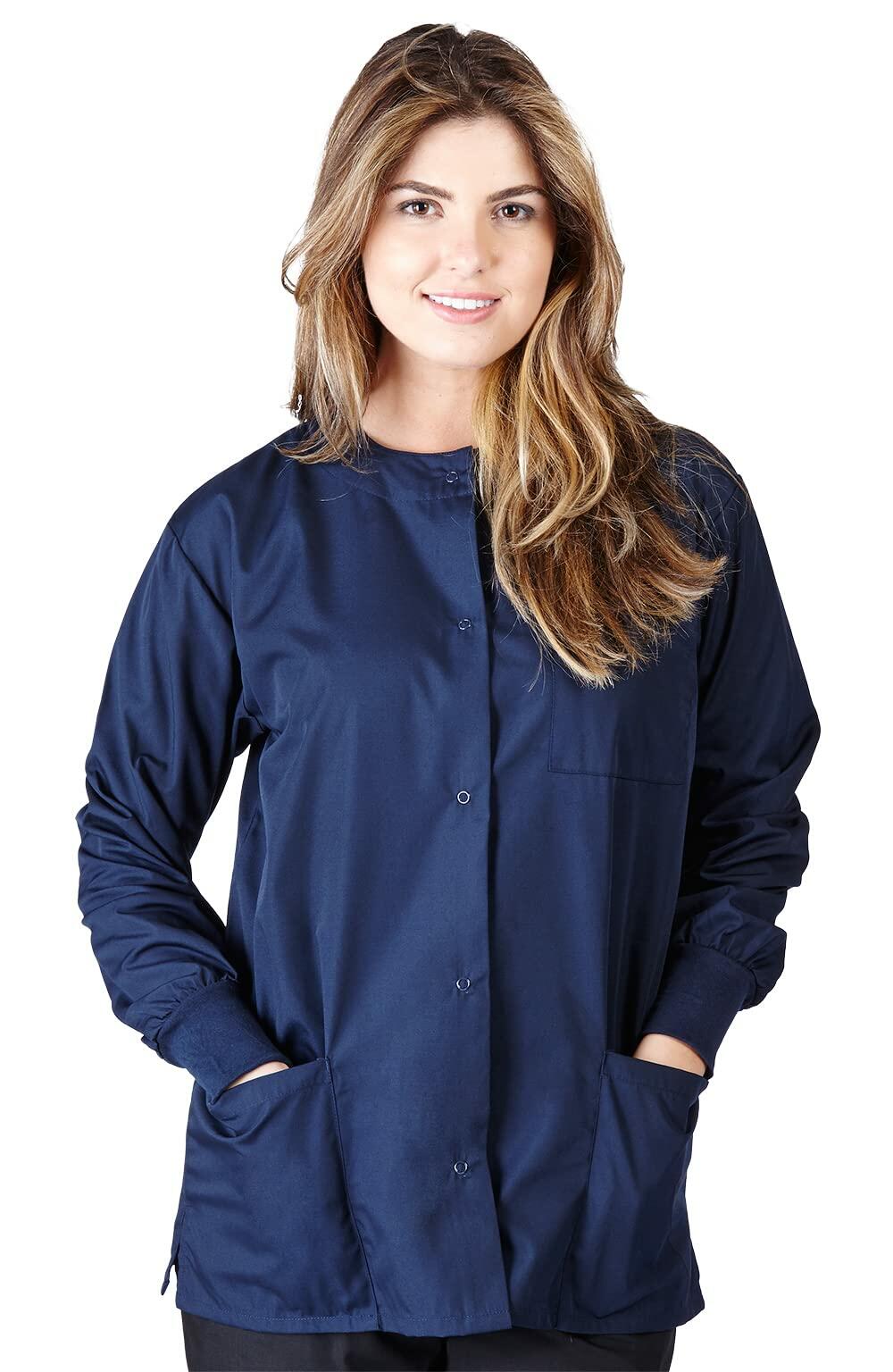 Natural Uniforms Warm Up Scrub Jacket-Dark Navy Blue-5X-Large