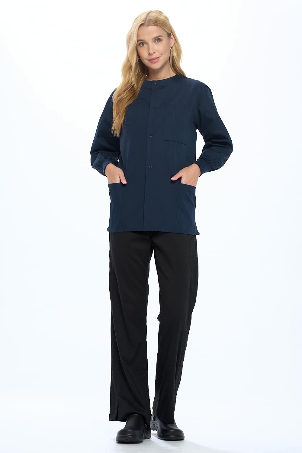 Natural Uniforms Warm Up Scrub Jacket-Dark Navy Blue-5X-Large