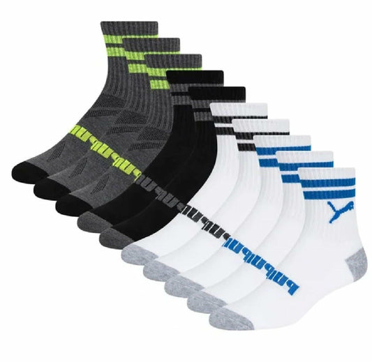 Puma Boys Low Crew Socks, 10 pairs, Youth Size 4-9.5