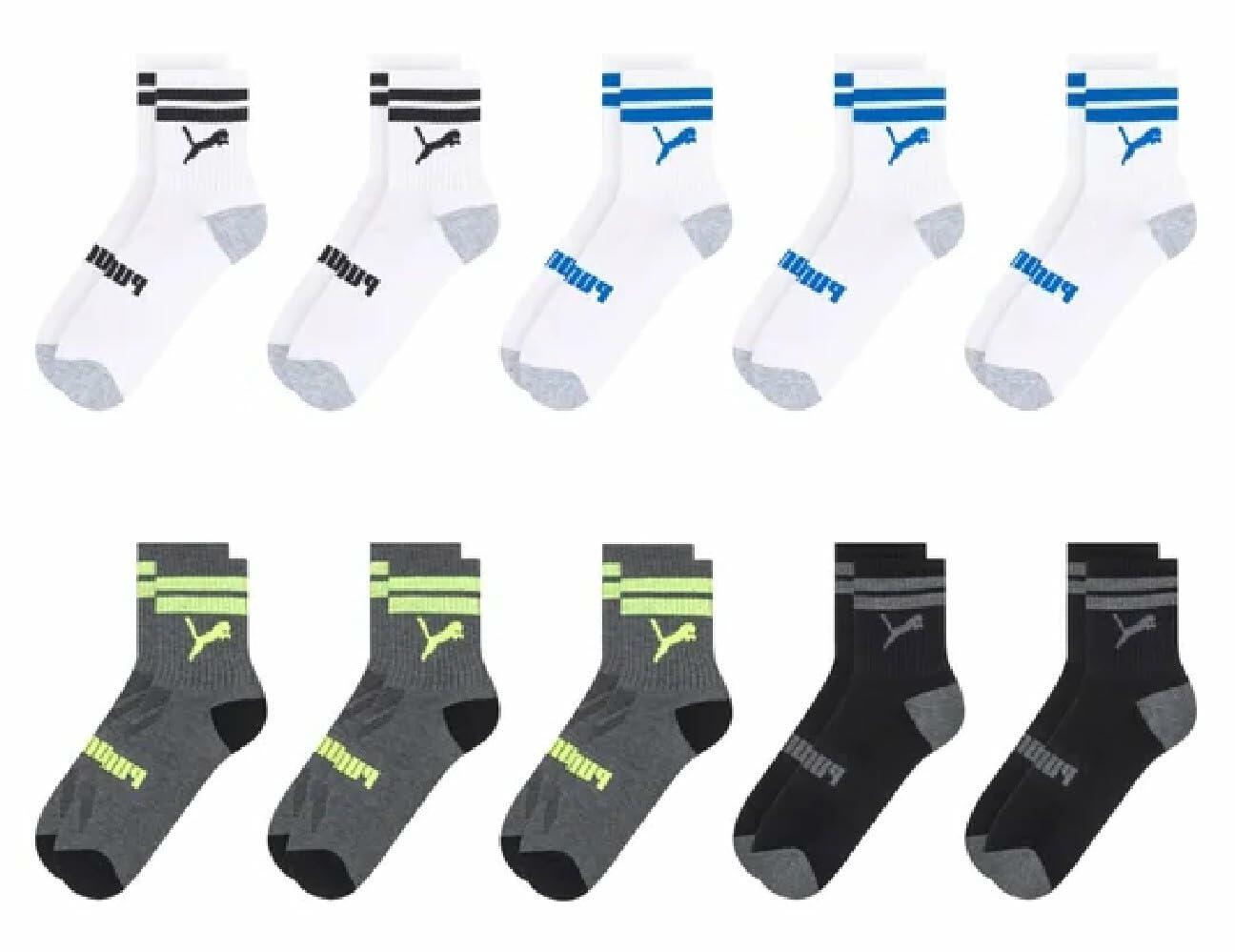 Puma Boys Low Crew Socks, 10 pairs, Youth Size 4-9.5