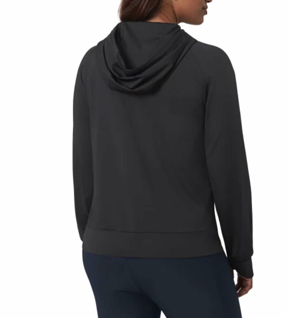 Mondetta Women's Moisture Wicking Lightweight Full Zip Hoodie Jacket with Thumbholes (US, Alpha, Small, Regular, Regular, Black)