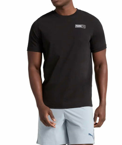 Puma Men's Short Sleeve Crew Neck Logo Tee Shirt (US, Alpha, Small, Regular, Regular, Black)