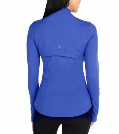 Spyder Women's Stretch Long Sleeve Zip Up Yoga Jacket with Thumb Holes (US, Alpha, XX-Large, Regular, Regular, Blue)