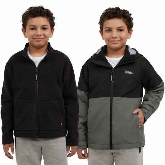 Eddie Bauer Youth Lone Peak 3 in 1 Jacket (US, Alpha, Medium, Regular, Black Onyx)