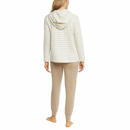 Max & Mia Women's 2 Piece Stripe Waffle Knit Lounge Set, Hoodie and Jogger (US, Alpha, XX-Large, Regular, Regular, Toast (Brown))