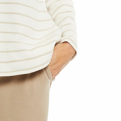 Max & Mia Women's 2 Piece Stripe Waffle Knit Lounge Set, Hoodie and Jogger (US, Alpha, XX-Large, Regular, Regular, Toast (Brown))