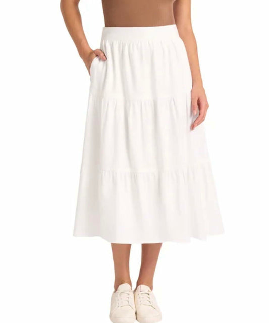 Matty M Women's Linen Blend Midi Skirt with Pockets (US, Alpha, X-Large, Regular, Regular, White)