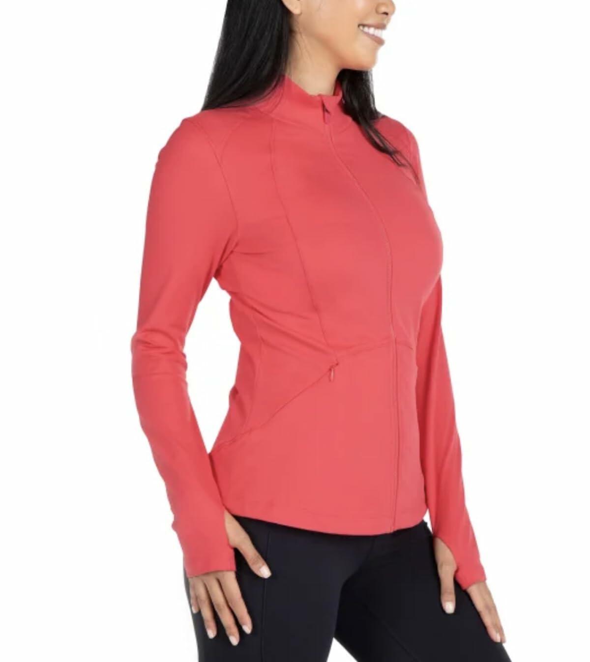 Spyder Women's Stretch Long Sleeve Zip Up Yoga Jacket with Thumb Holes (US, Alpha, XX-Large, Regular, Regular, Pink)