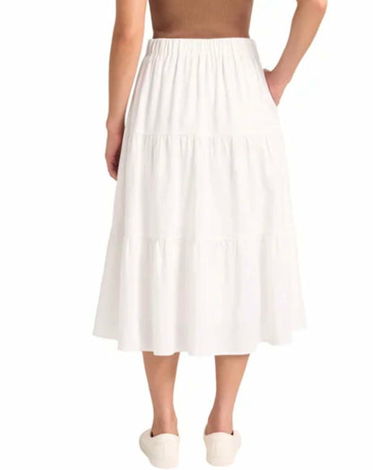 Matty M Women's Linen Blend Midi Skirt with Pockets (US, Alpha, X-Large, Regular, Regular, White)