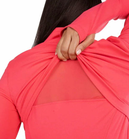 Spyder Women's Stretch Long Sleeve Zip Up Yoga Jacket with Thumb Holes (US, Alpha, XX-Large, Regular, Regular, Pink)
