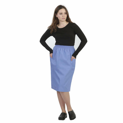 MAZEL UNIFORMS Womens A-LINE Scrub Skirt with Cargo Pockets and Elastic Waist Size X Large Ceil Blue