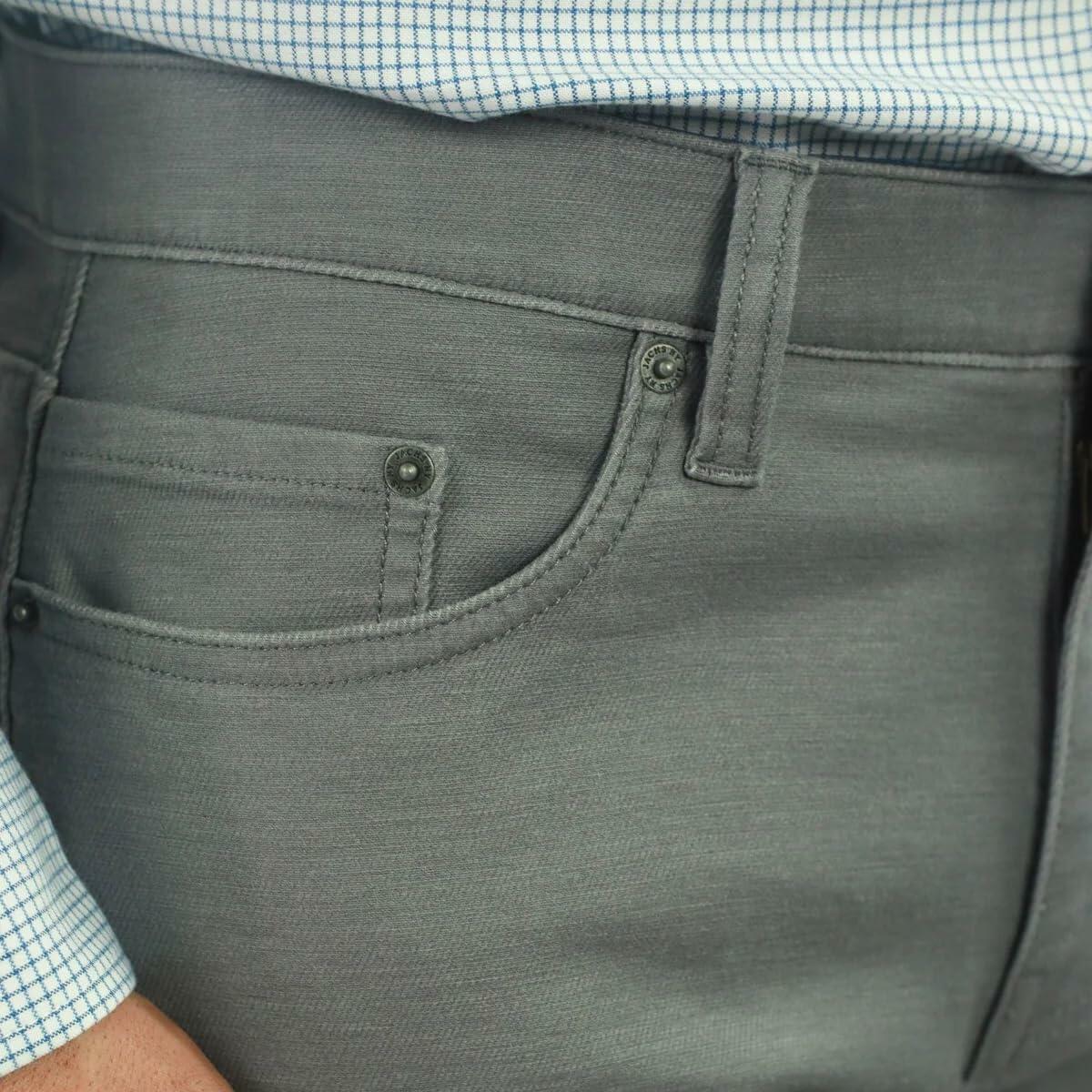 Jachs New York Men's Straight Stretch 5 Pocket Twill Pant (US, Waist Inseam, 32, 30, Regular, Regular, Gray)
