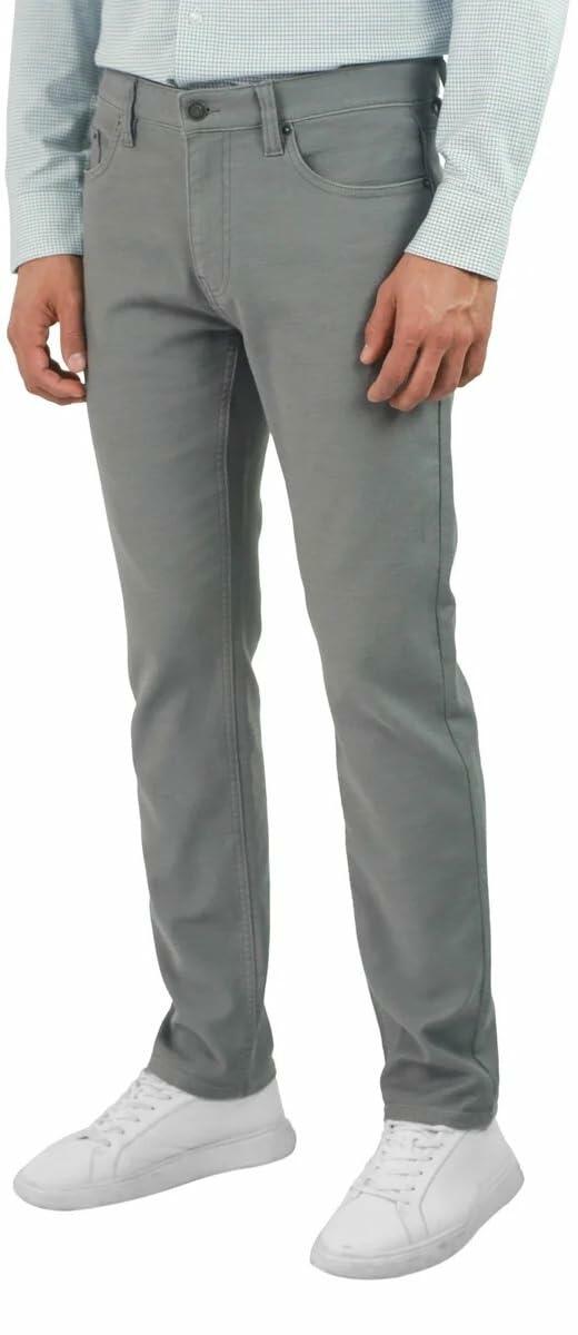 Jachs New York Men's Straight Stretch 5 Pocket Twill Pant (US, Waist Inseam, 34, 34, Regular, Regular, Gray)