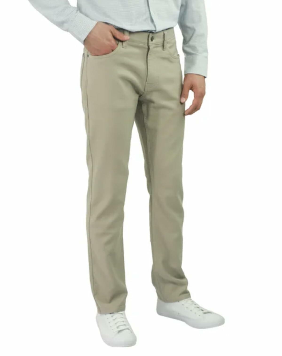 Jachs New York Men's Straight Stretch 5 Pocket Twill Pant (US, Waist Inseam, 36, 30, Regular, Regular, Tan)