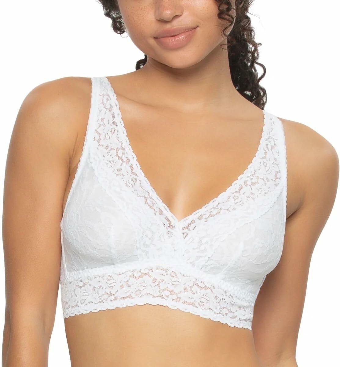 Felina Womens 2 Pack Lightweight Signature Stretch Lace Bralette (US, Alpha, Small, Regular, Regular, Black/White)