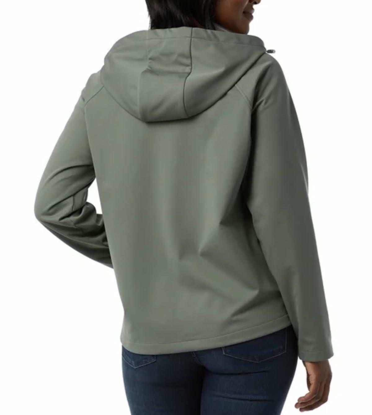 32 Degrees Heat Women's Fleeced Line Hooded Full Zip Softshell Jacket (US, Alpha, XX-Large, Regular, Regular, Green)