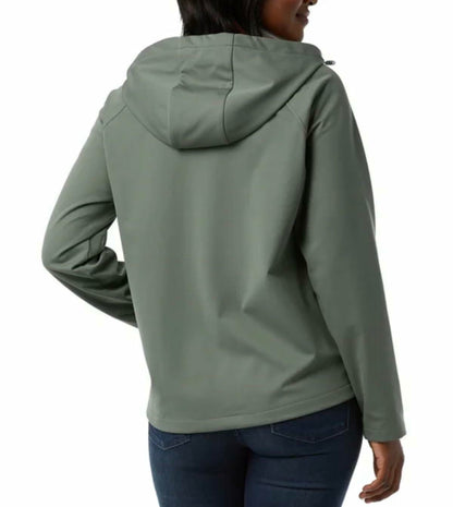 32 Degrees Heat Women's Fleeced Line Hooded Full Zip Softshell Jacket (US, Alpha, XX-Large, Regular, Regular, Green)