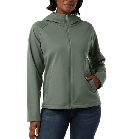 32 Degrees Heat Women's Fleeced Line Hooded Full Zip Softshell Jacket (US, Alpha, XX-Large, Regular, Regular, Green)