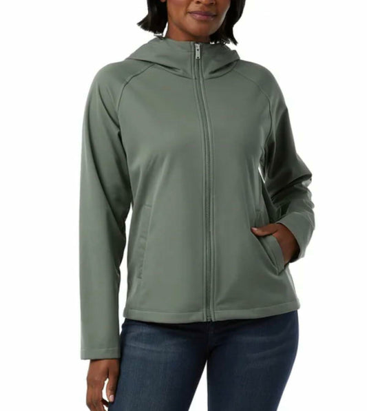 32 Degrees Heat Women's Fleeced Line Hooded Full Zip Softshell Jacket (US, Alpha, XX-Large, Regular, Regular, Green)