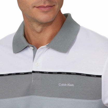 Calvin Klein Men’s Classic Fit Polo 2-Button Placket (Gray, Small)