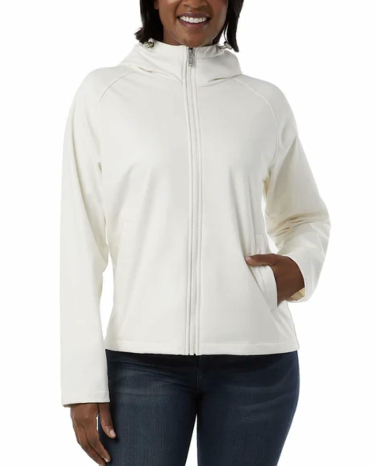 32 Degrees Heat Women's Fleeced Line Hooded Full Zip Softshell Jacket (US, Alpha, XX-Large, Regular, Regular, Cream)