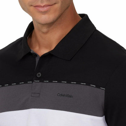 Calvin Klein Men’s Classic Fit Polo 2-Button Placket (White, Medium)
