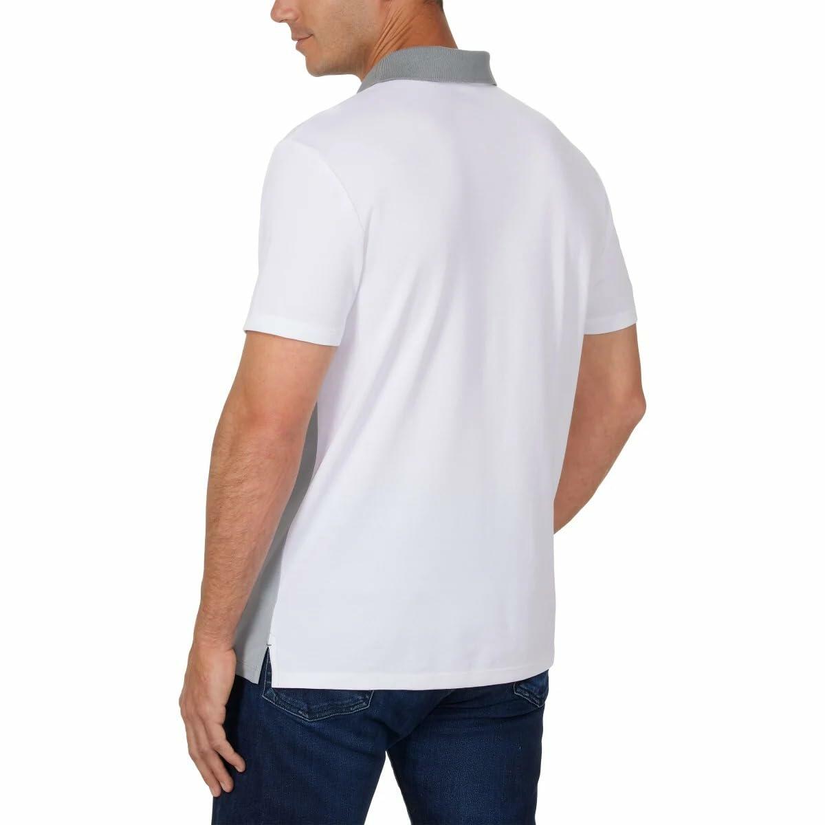 Calvin Klein Men’s Classic Fit Polo 2-Button Placket (Gray, Medium)