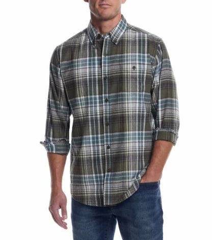 Weatherproof Vintage Men's Casual Button Down Long Sleeve Soft Brushed Plaid Flannel Shirt (US, Alpha, Small, Regular, Regular, Green)
