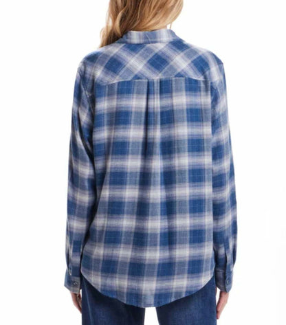 Weatherproof Vintage Women's Long Sleeve Button Down Flannel Shirt (US, Alpha, XX-Large, Regular, Regular, Blue)