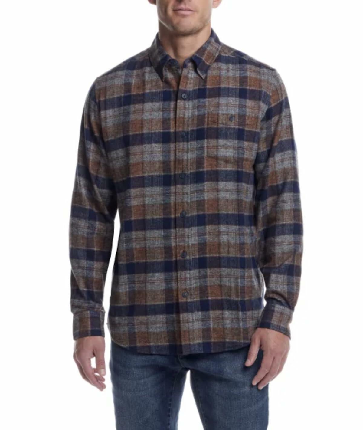 Weatherproof Vintage Men's Casual Button Down Long Sleeve Soft Brushed Plaid Flannel Shirt (US, Alpha, Large, Regular, Regular, Multi)
