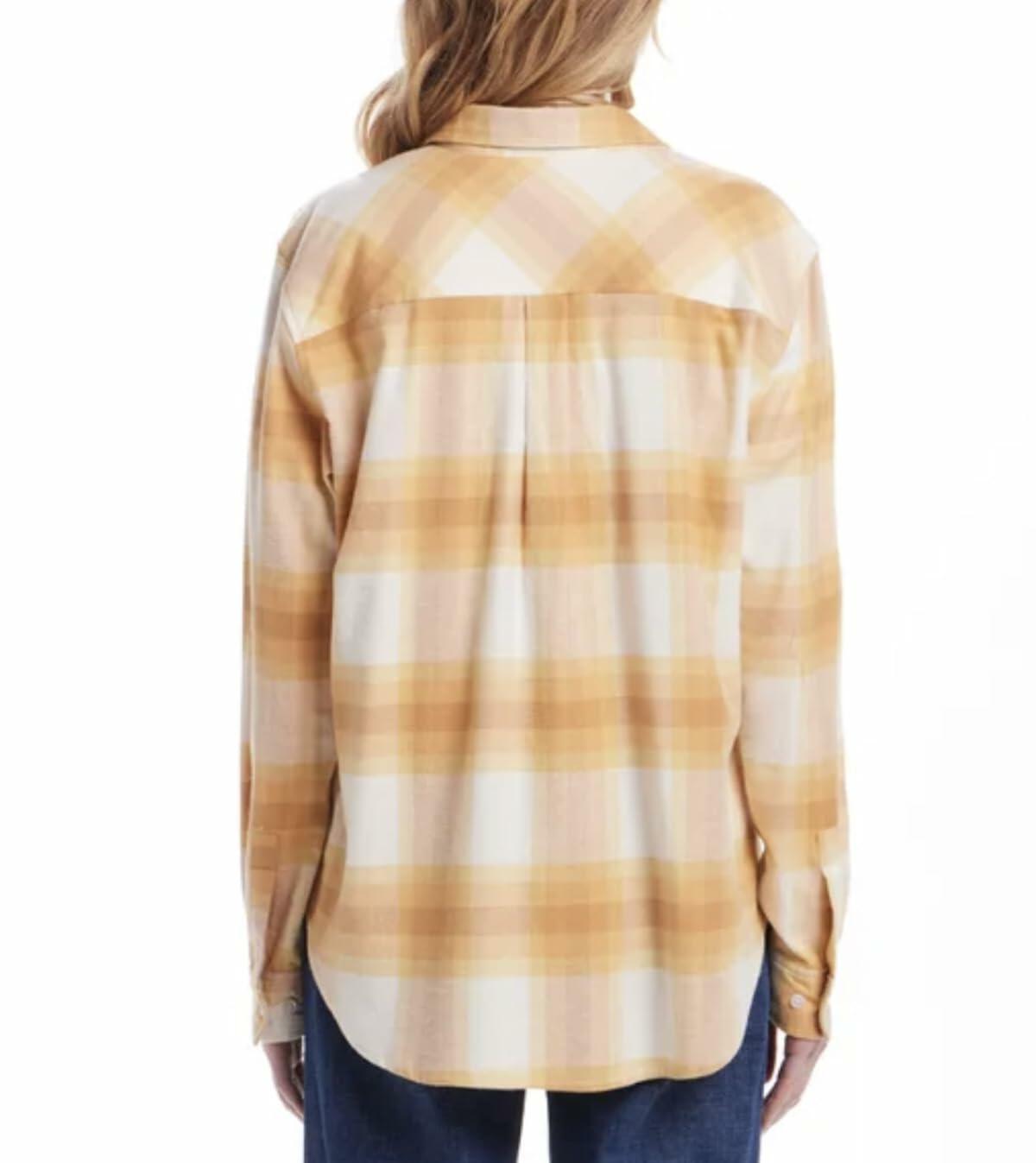 Weatherproof Vintage Women's Long Sleeve Button Down Flannel Shirt (US, Alpha, X-Large, Regular, Regular, Yellow)
