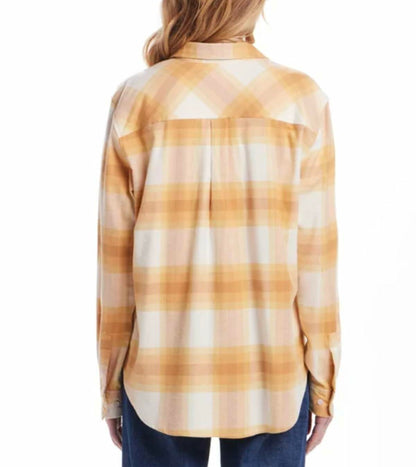 Weatherproof Vintage Women's Long Sleeve Button Down Flannel Shirt (US, Alpha, X-Large, Regular, Regular, Yellow)