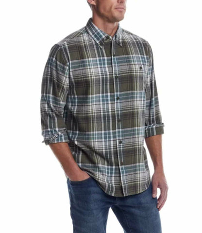 Weatherproof Vintage Men's Casual Button Down Long Sleeve Soft Brushed Plaid Flannel Shirt (US, Alpha, Small, Regular, Regular, Green)