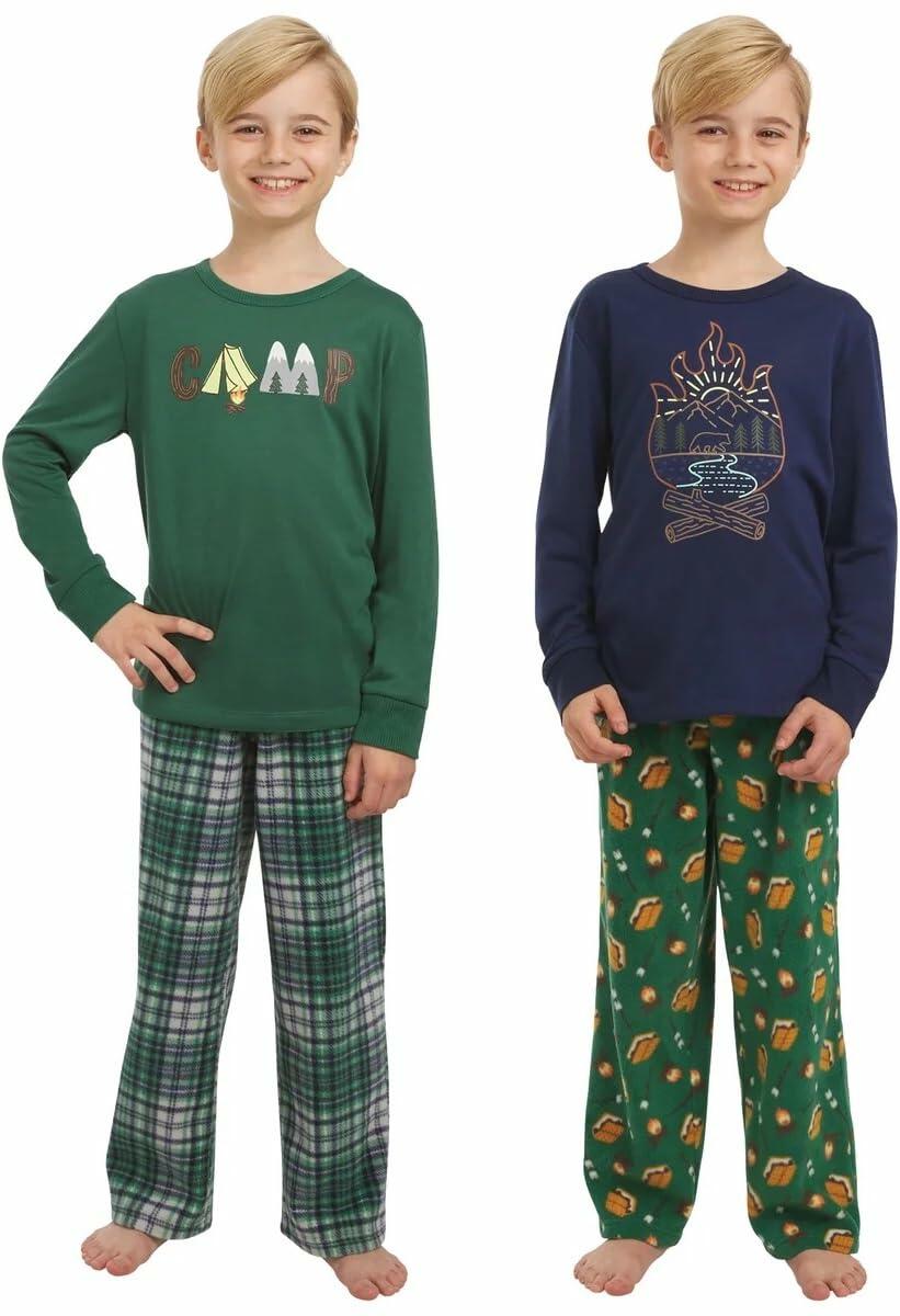 Eddie Bauer Kids 4-Piece Sleep Set (US, Alpha, Medium, Regular, Green Fire)