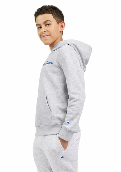 Champion Boys Hoodie for Kids Sweatshirt Fleece Youth Pullover With Hood (US, Alpha, Small, Regular, Grey Signature)