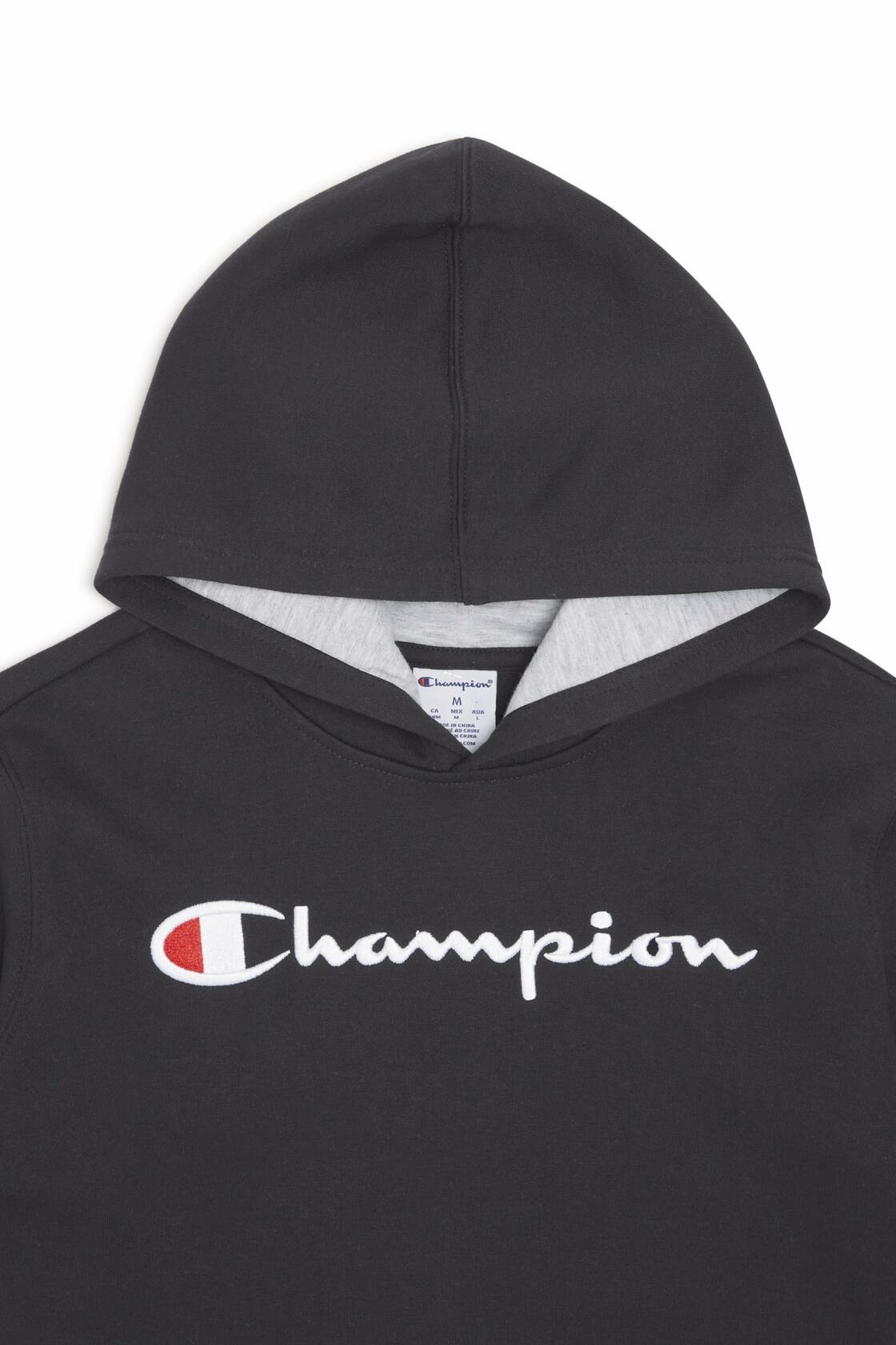 Champion Boys Hoodie for Kids Sweatshirt Fleece Youth Pullover With Hood (US, Alpha, Small, Regular, Black Signature)