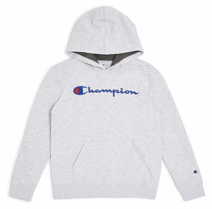 Champion Boys Hoodie for Kids Sweatshirt Fleece Youth Pullover With Hood (US, Alpha, Small, Regular, Grey Signature)
