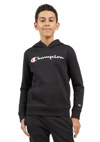 Champion Boys Hoodie for Kids Sweatshirt Fleece Youth Pullover With Hood (US, Alpha, Small, Regular, Black Signature)