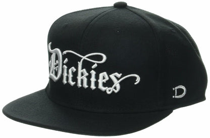 Dickies Men's Embroidered Flat Brim Hat, Black, AL