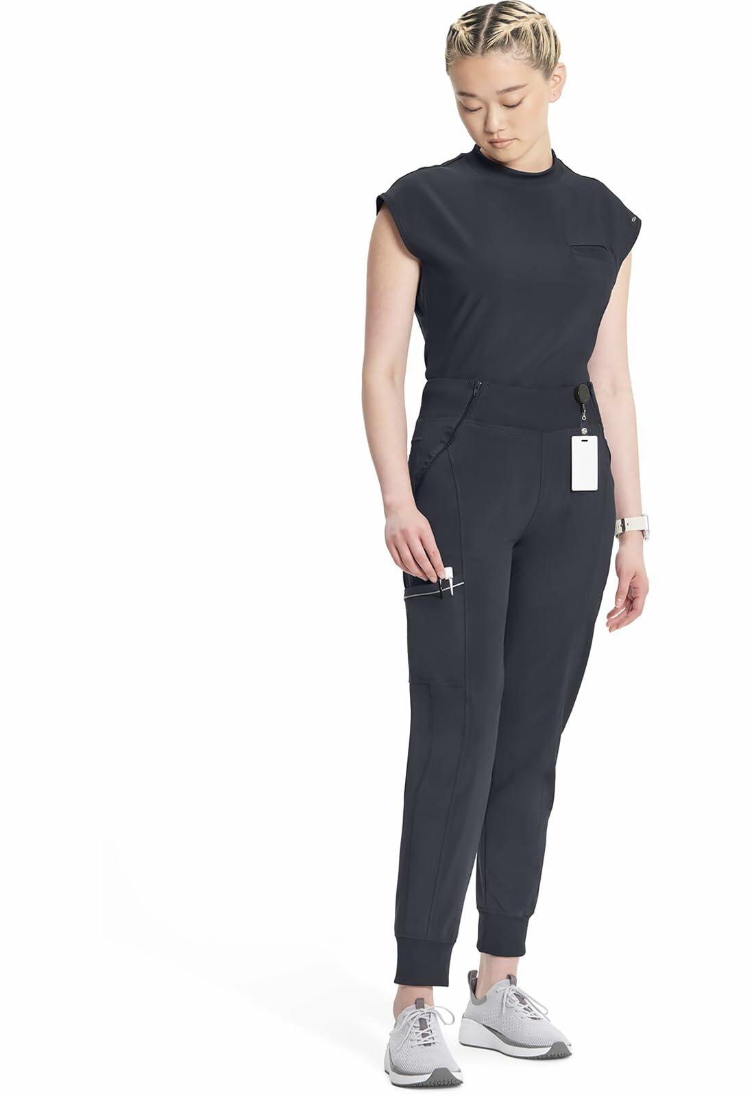 Infinity Women's Scrub Jogger Pants Mid Rise Bottoms with 5 Pockets, Moisture Wicking & 360� Stretch Fabric - CK110AT, XS Tal Pewter