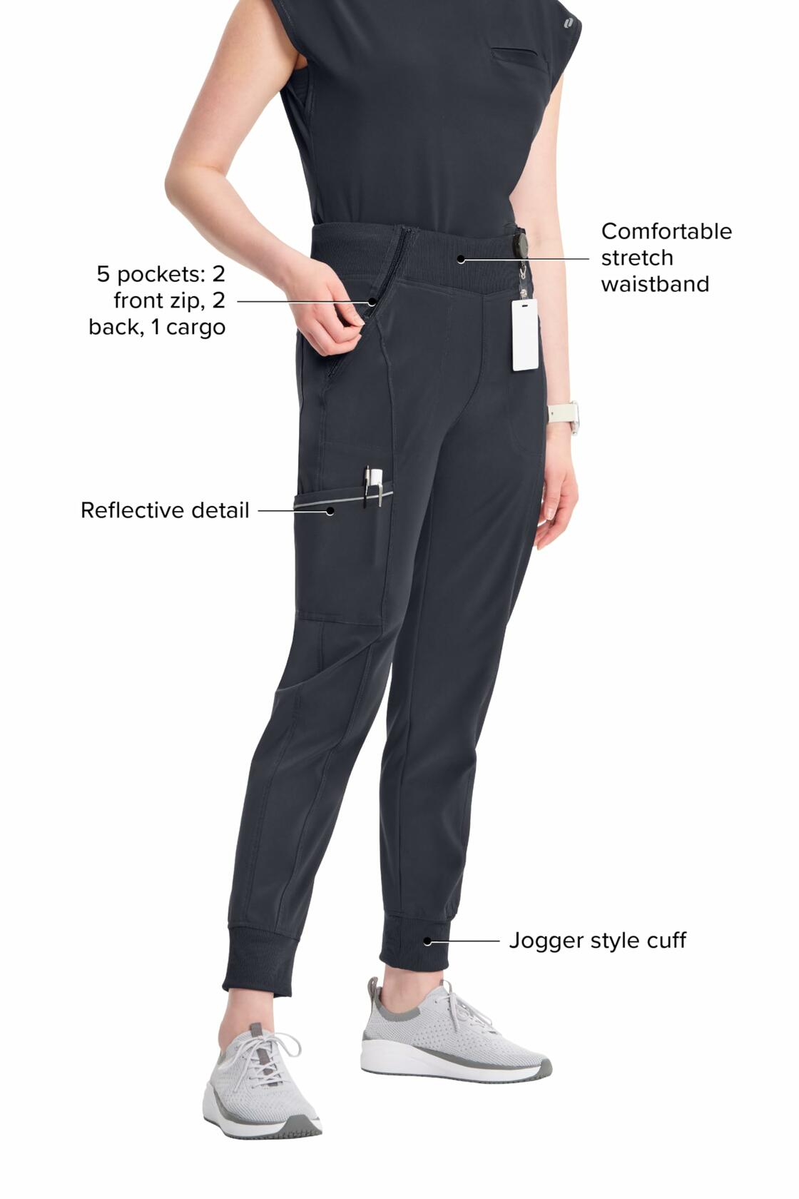 Infinity Women's Scrub Jogger Pants Mid Rise Bottoms with 5 Pockets, Moisture Wicking & 360� Stretch Fabric - CK110AT, XS Tal Pewter