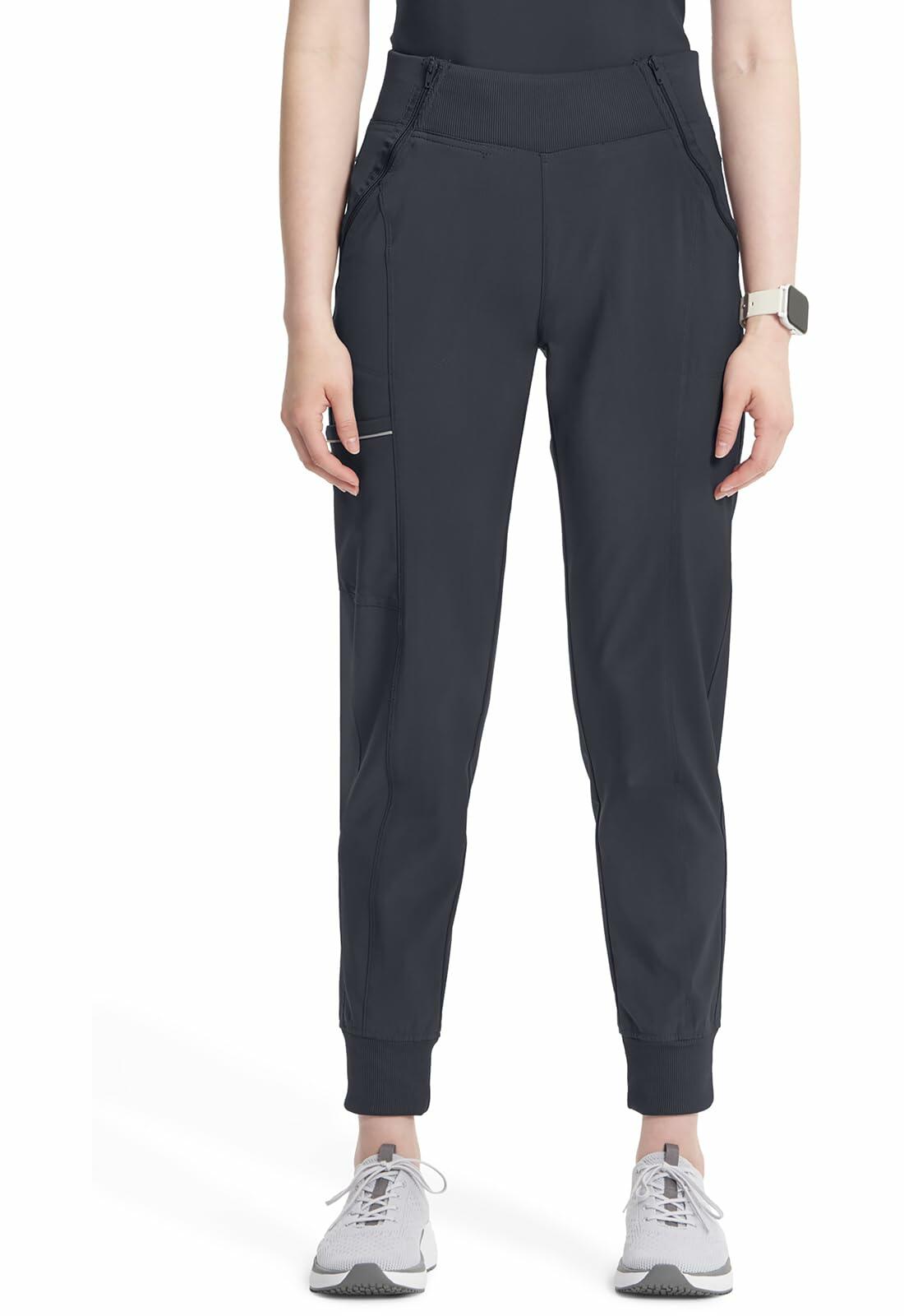 Infinity Women's Scrub Jogger Pants Mid Rise Bottoms with 5 Pockets, Moisture Wicking & 360� Stretch Fabric - CK110AT, XS Tal Pewter