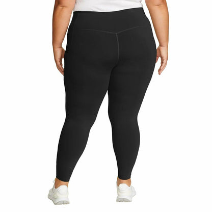 Eddie Bauer Women's Comfort Stretch Moisture Wicking Trail Legging Tight with Pockets (US, Alpha, Large, Regular, Regular, Black)