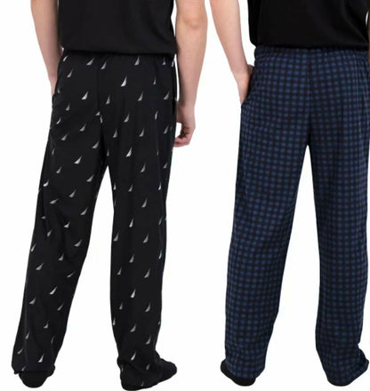Nautica Men's 2 Pack Fleece Lounge Sleepwear Pajama Pants (Black (True Black/Maritime Navy), X-Large)