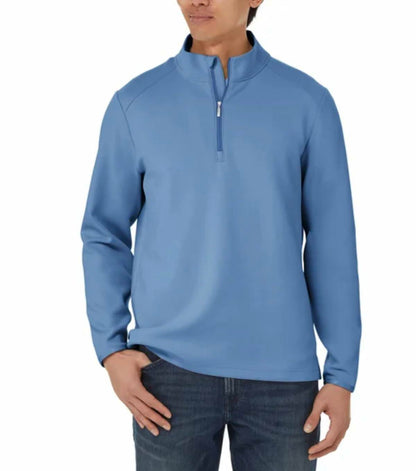 KIRKLAND Signature Men's UPF 50+ Stretch 1/2 Zip Pullover (US, Alpha, Large, Regular, Regular, Blue)