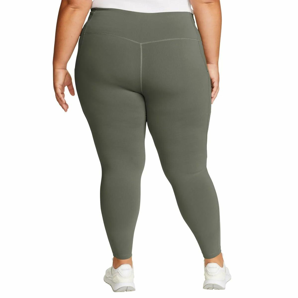 Eddie Bauer Women's Comfort Stretch Moisture Wicking Trail Legging Tight with Pockets (US, Alpha, X-Large, Regular, Regular, Green)