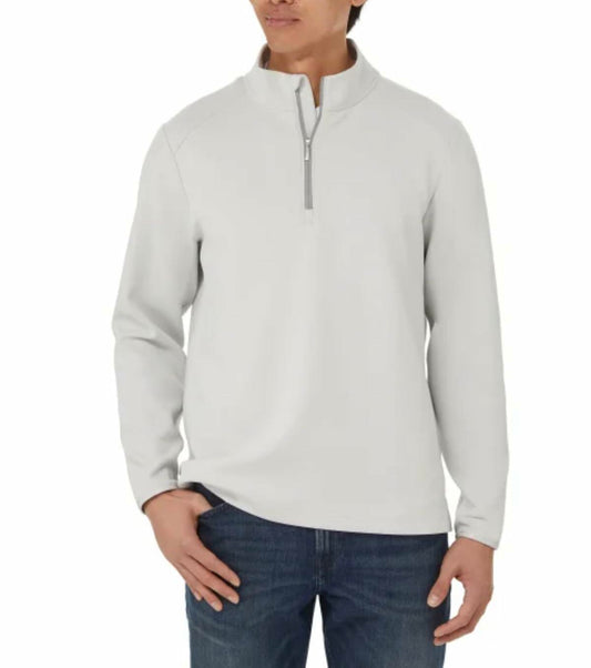 KIRKLAND Signature Men's UPF 50+ Stretch 1/2 Zip Pullover (US, Alpha, Small, Regular, Regular, Gray)
