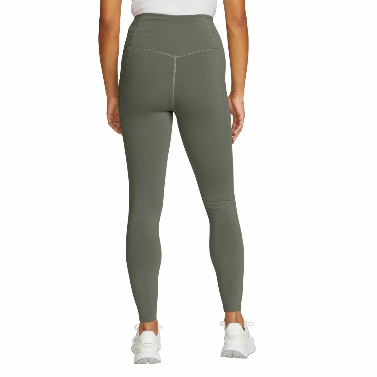 Eddie Bauer Women's Comfort Stretch Moisture Wicking Trail Legging Tight with Pockets (US, Alpha, X-Large, Regular, Regular, Green)