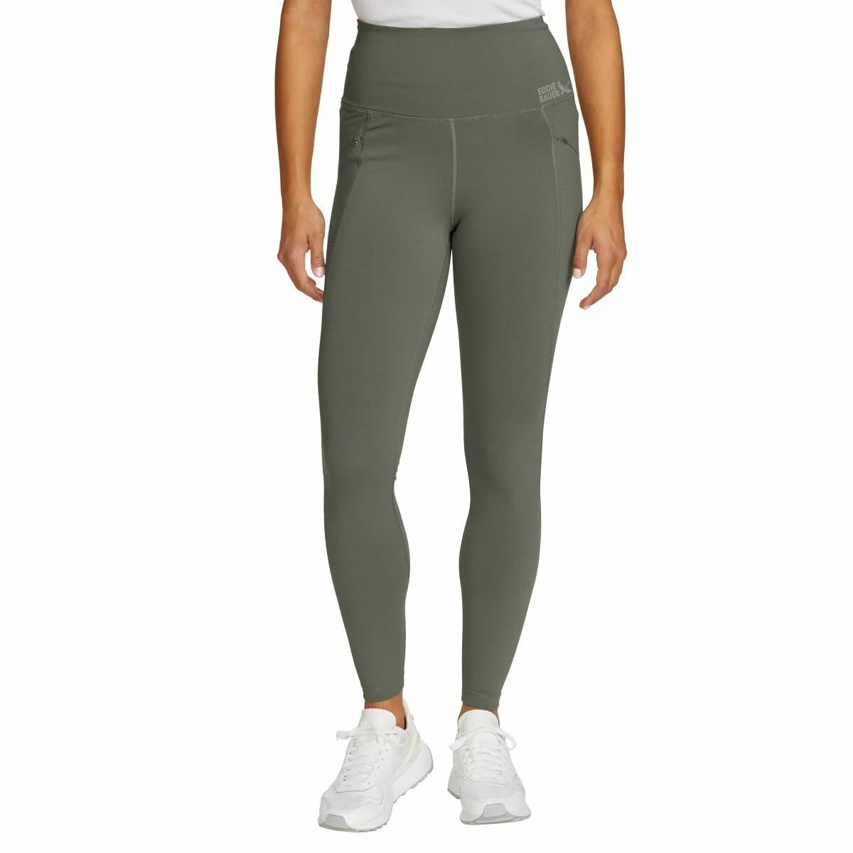Eddie Bauer Women's Comfort Stretch Moisture Wicking Trail Legging Tight with Pockets (US, Alpha, X-Large, Regular, Regular, Green)
