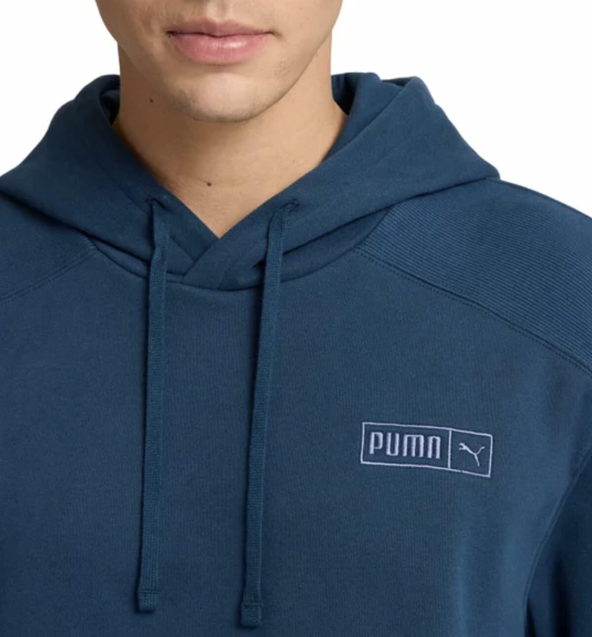 PUMA Men's Fleece Hoodie Pullover with Kangaroo Pocket (US, Alpha, XX-Large, Regular, Regular, Blue)